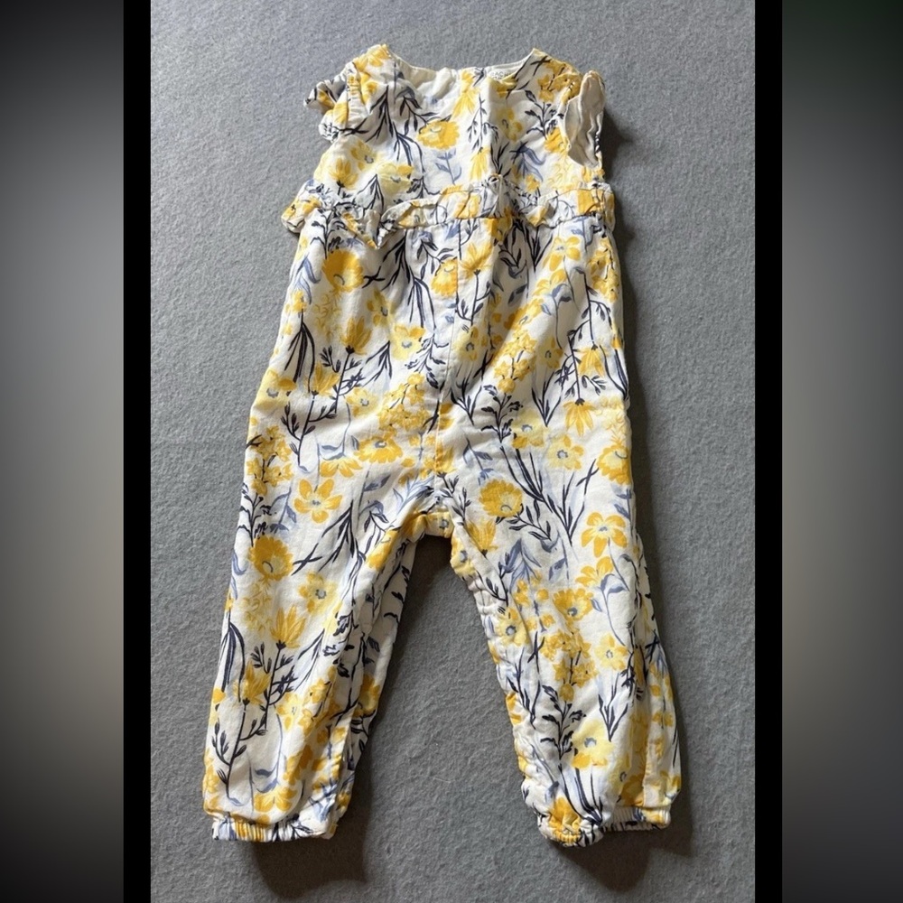 Rachel Zoe Jumpsuit Romper Baby Girl 6-9 Months Yellow White Blue Lightweight